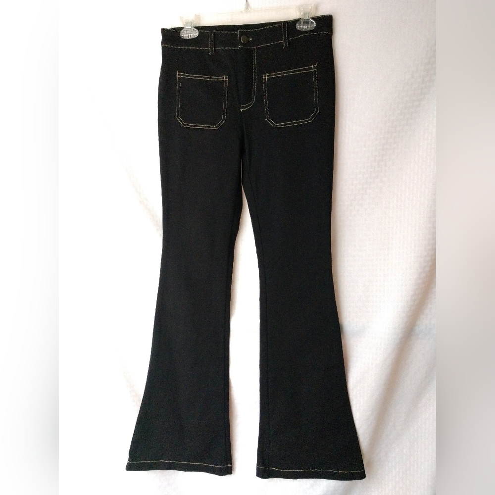 NEW Le Lis Jeans Wide Flare Bottoms Dark Wash Size Medium Waist 30"